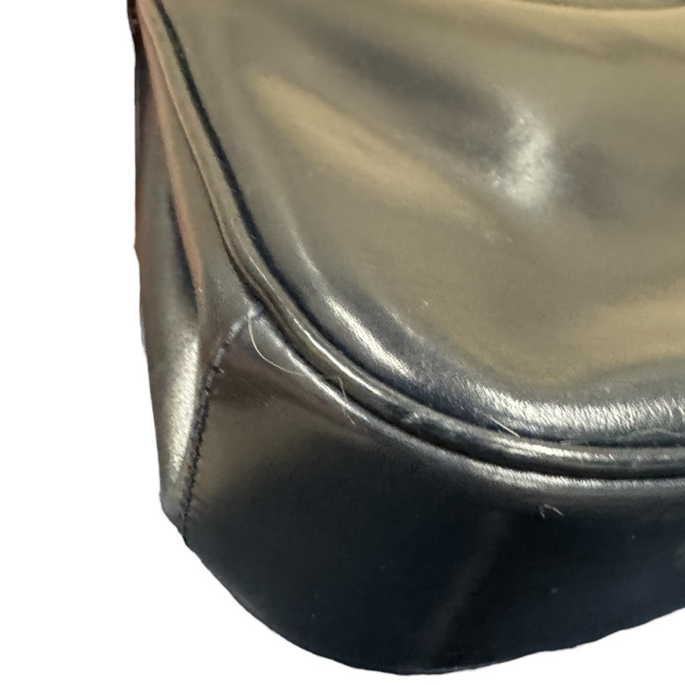Old Gucci Vintage Black Polished Leather Horsebit Accent Shoulder Bag Auth - Picture 10 of 16